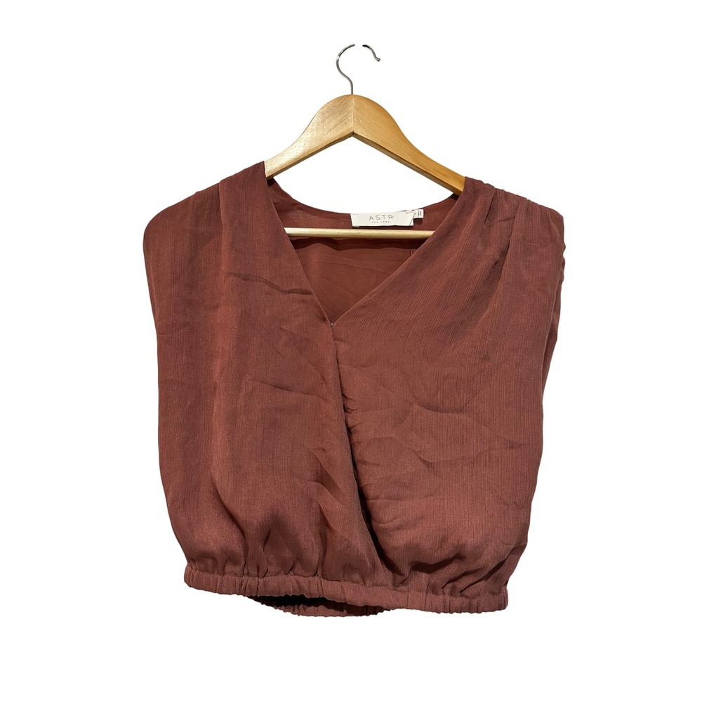 ASTR The Label Dark Mauve V-Neck Blouson Crossover Top Small NWT
